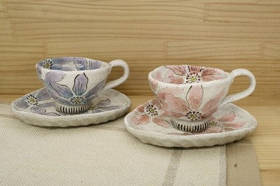 亜福窯の【粉引陽花　コーヒー碗皿】